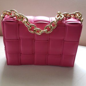 Pink Quilted Style Handbag